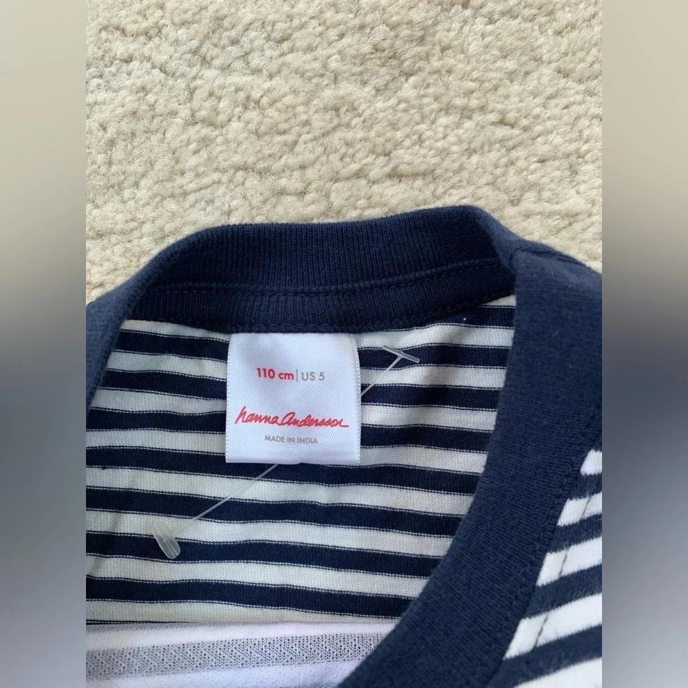 Hanna Andersson Size 110, 5, Frozen Olaf Striped Long Sleeve Graphic Tee Shirt